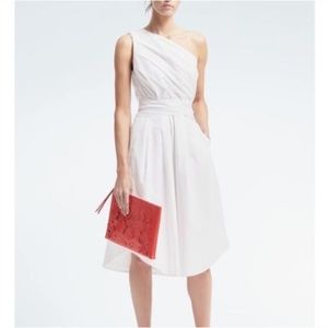 BANANA REBUBLIC One-Shoulder White Poplin Dress